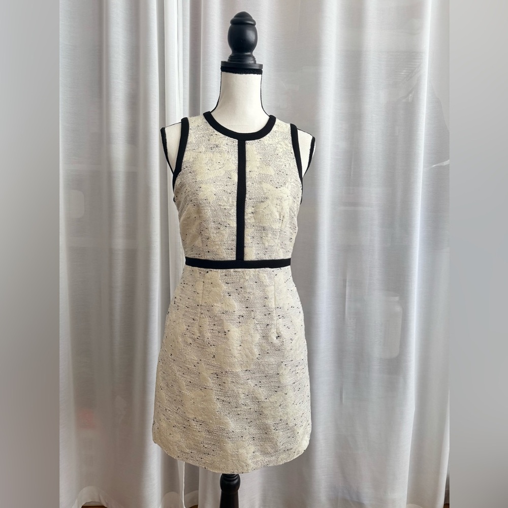 H&M Cream and Black Sheath Mini Dress Sleeveless Crew Neck